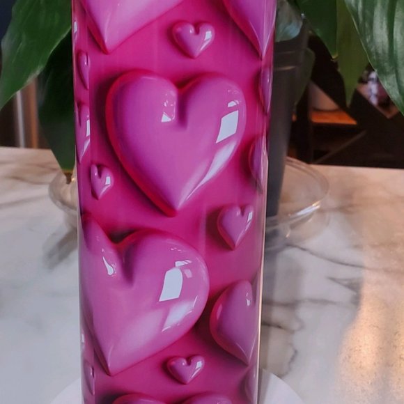 Pink Hearts Puffy 3D Bubble 20oz Tumbler with duo lids 🎉sale - Picture 3 of 9